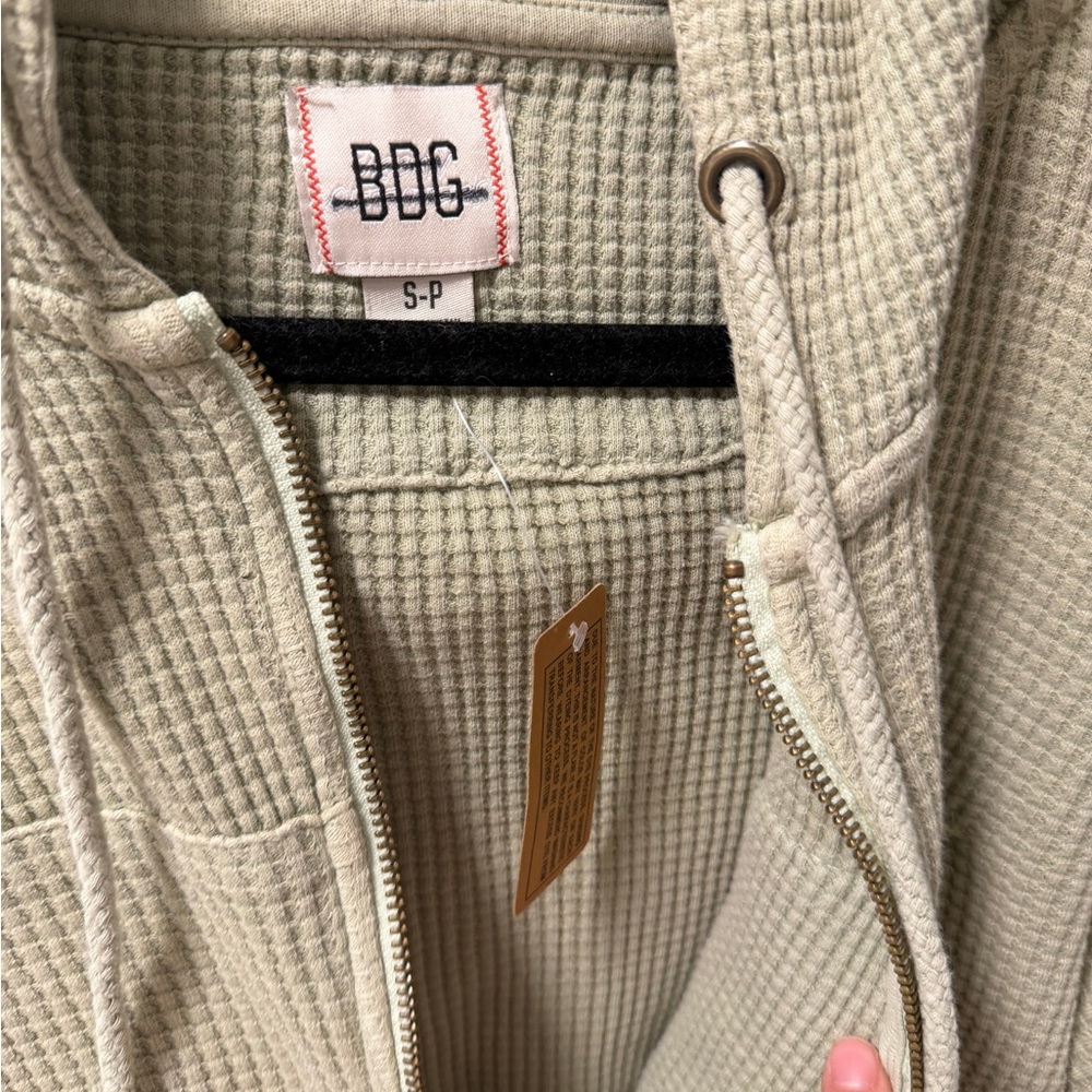 NWT BDG Urban Outfitters Leah Waffle Knit Zip Up Hoodie Sweatshirt - Picture 6 of 8